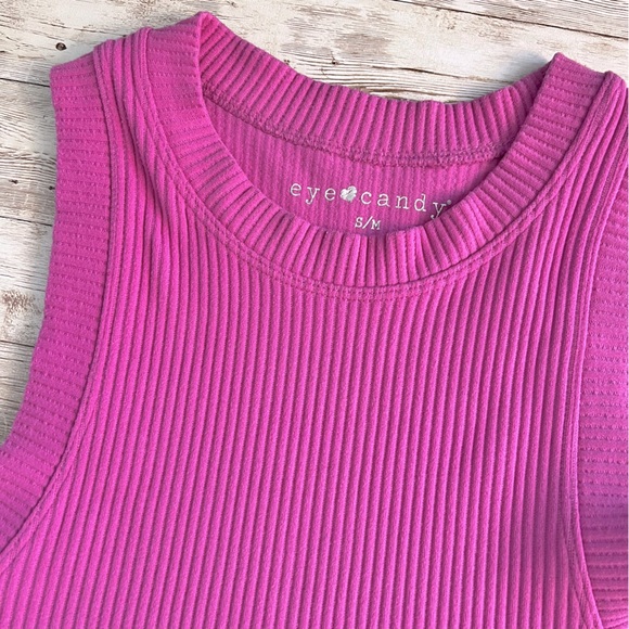 Eye Candy Pink Ribbed Crop Tank (size s/m) - Picture 2 of 7